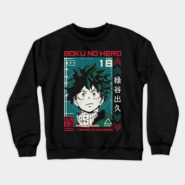 Izuku Midoriya Anime fanart Crewneck Sweatshirt by Planet of Tees